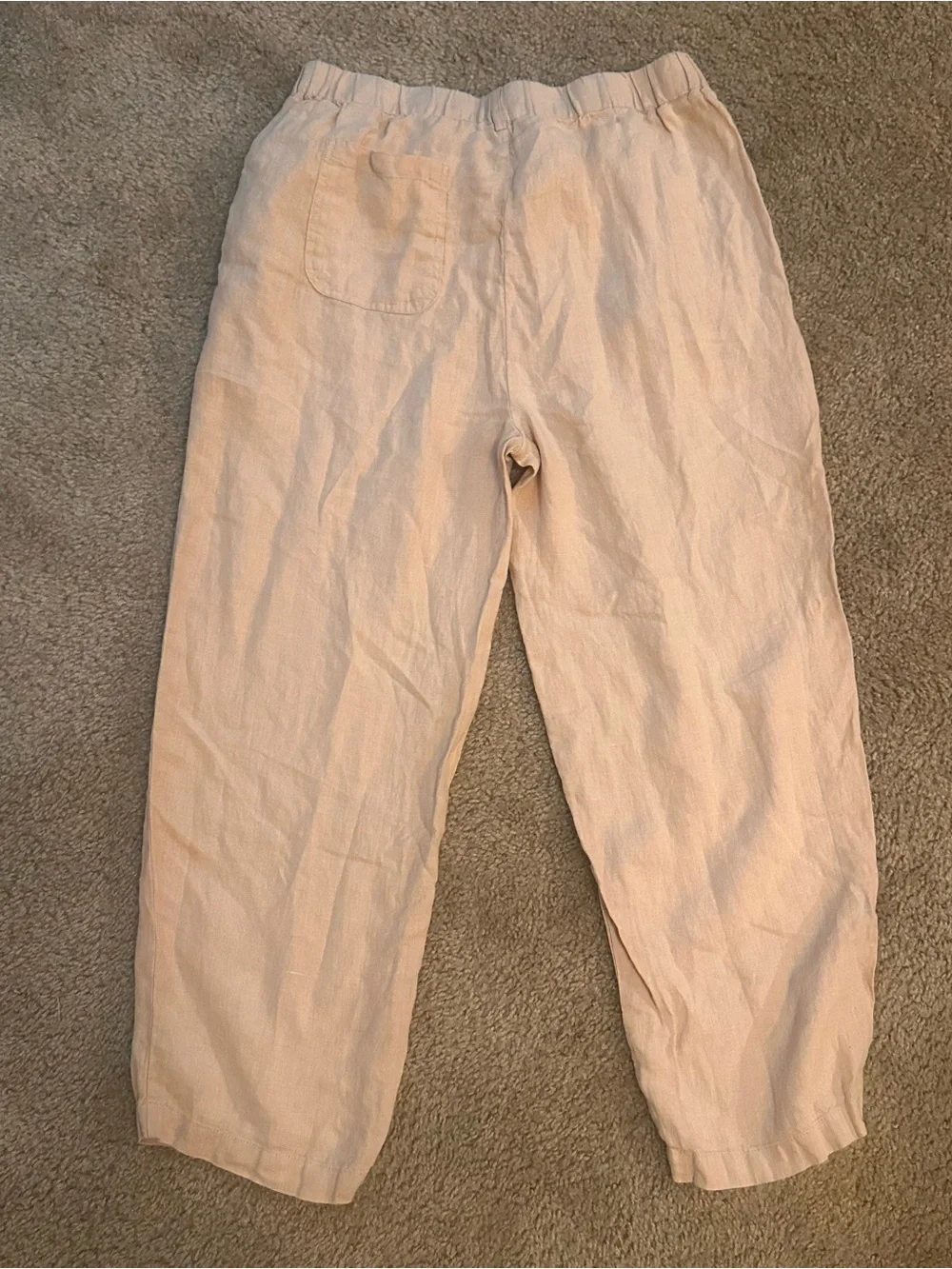 Quince 100% European Linen Pants Driftwood Women Medium Cropped Elastic Waist